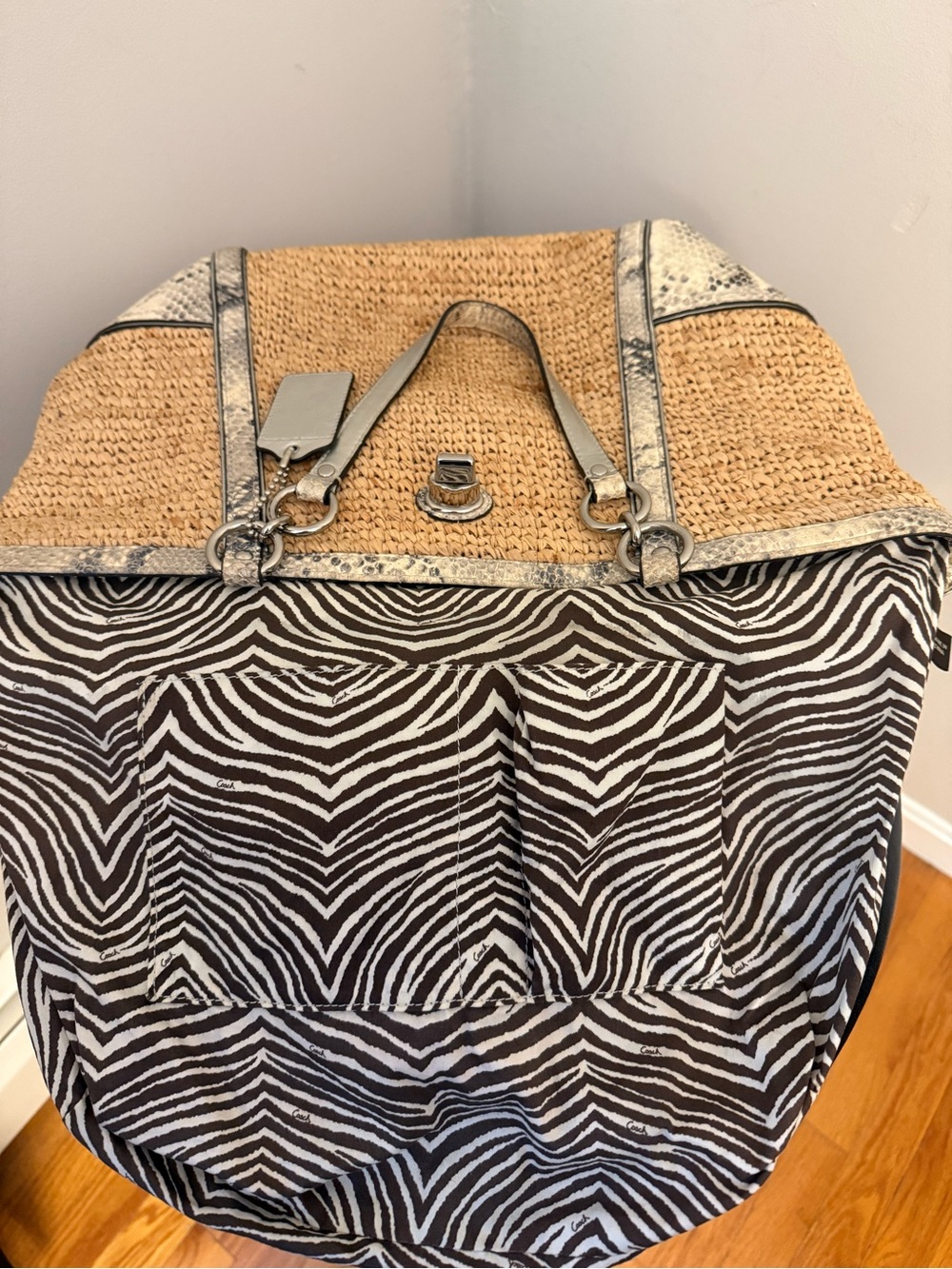 Coach Hampton Python Straw Tote.  2011 - Picture 6 of 15
